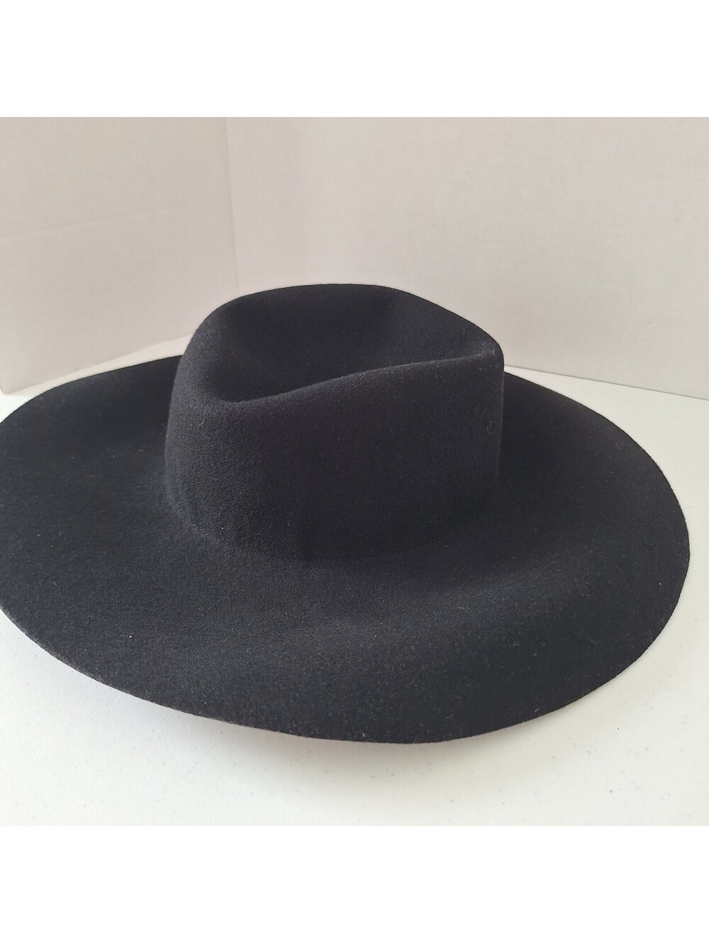 Ashley Stewart Black Wool Wide Brim Hat Women Solid